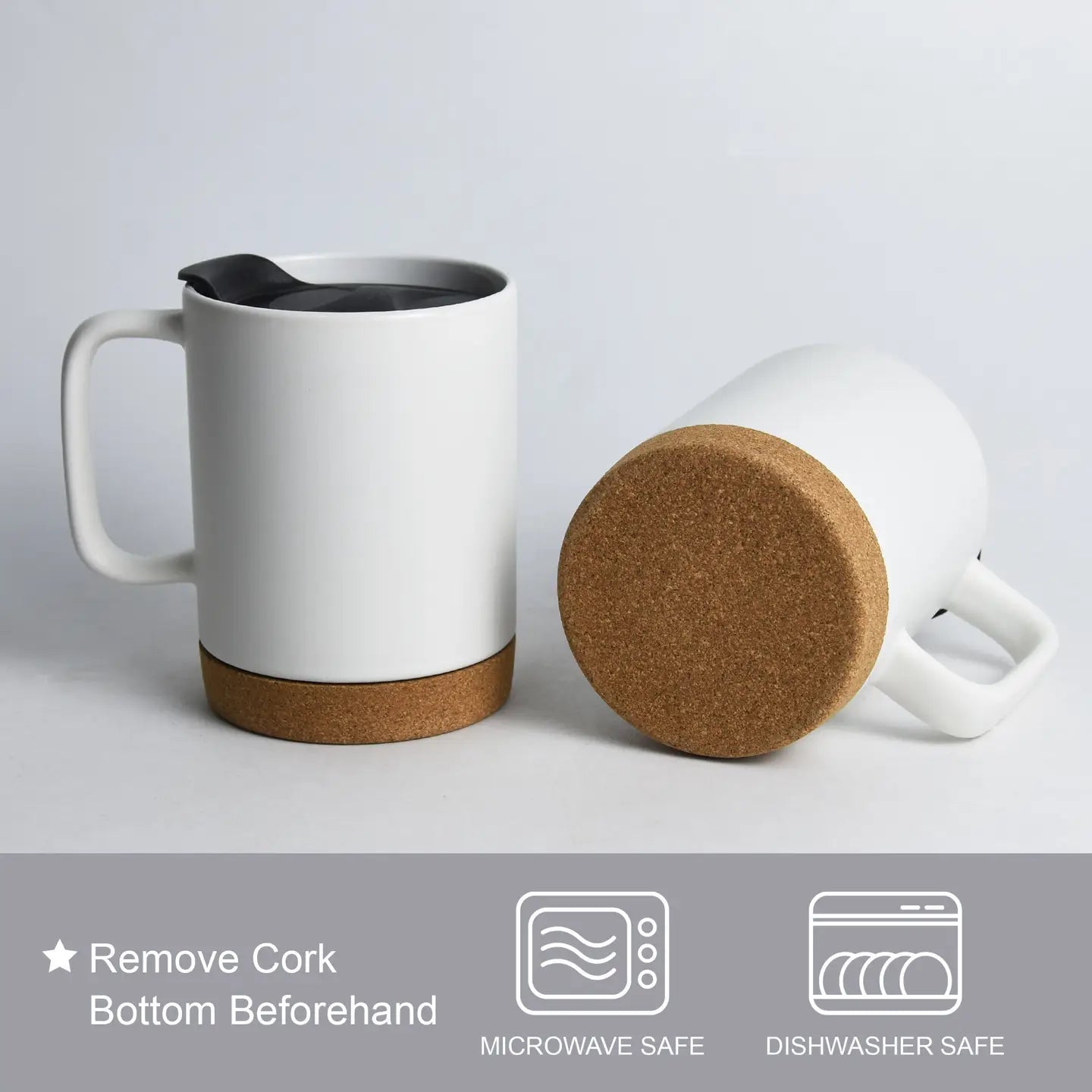 The Cork Coffee Mug - 14 oz, Lid & Removeable Cork Base