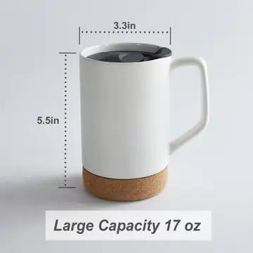 The Cork Coffee Mug - 17 oz, Lid & Removeable Cork Base