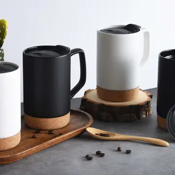 The Cork Coffee Mug - 17 oz, Lid & Removeable Cork Base