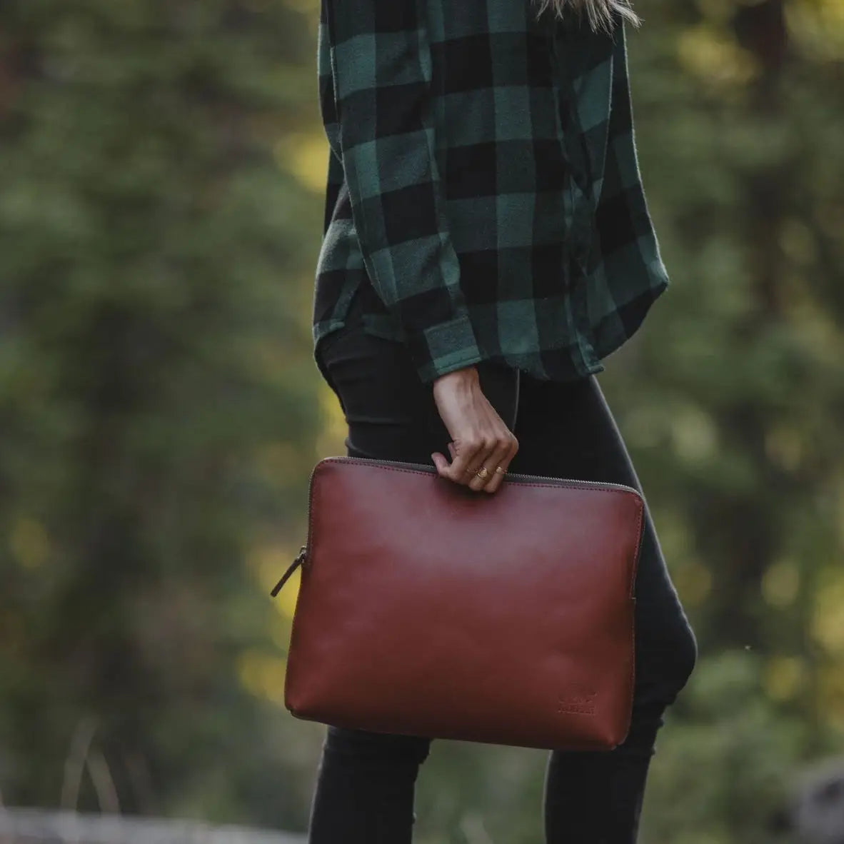 Full Grain Leather Cowhide 14" Zippered Laptop Sleeve