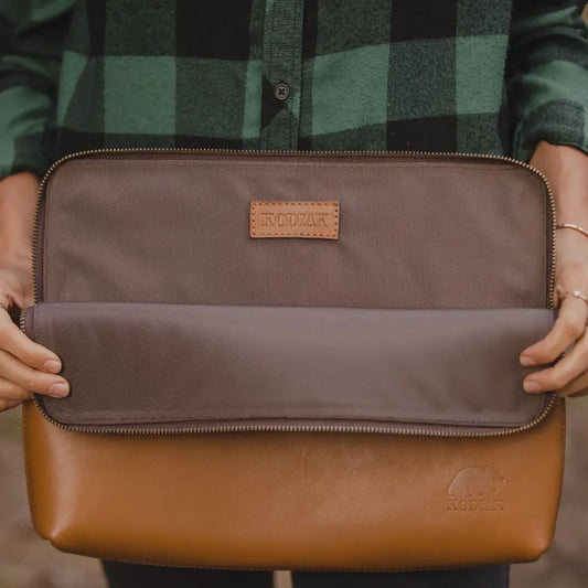 Full Grain Leather Cowhide 14" Zippered Laptop Sleeve